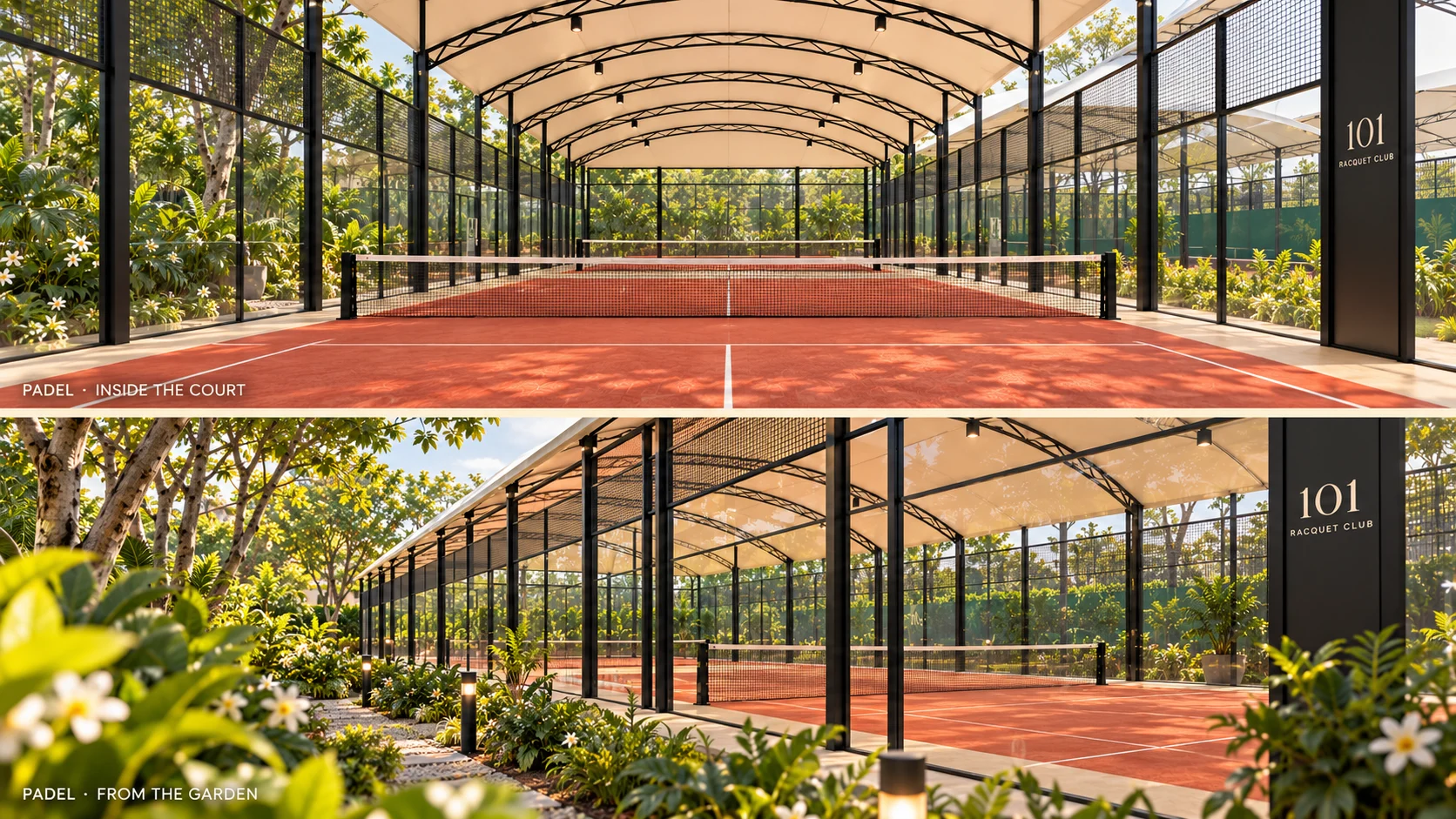 Padel court architectural concept used on the 101 website